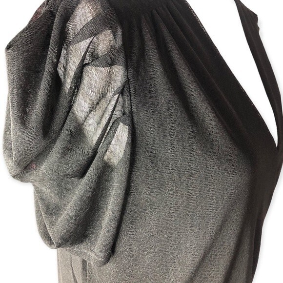 Ember Black Sheer Wrap Front Cap Sleeve Bodysuit - Picture 4 of 7